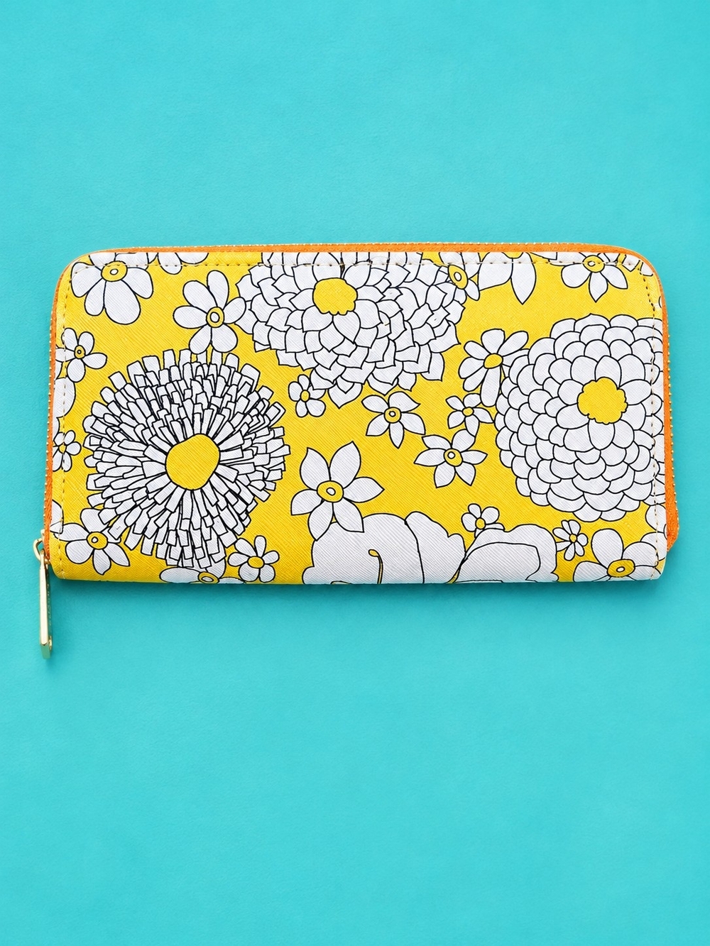 Trina Turk Yellow Floral Zip-Around Wallet
